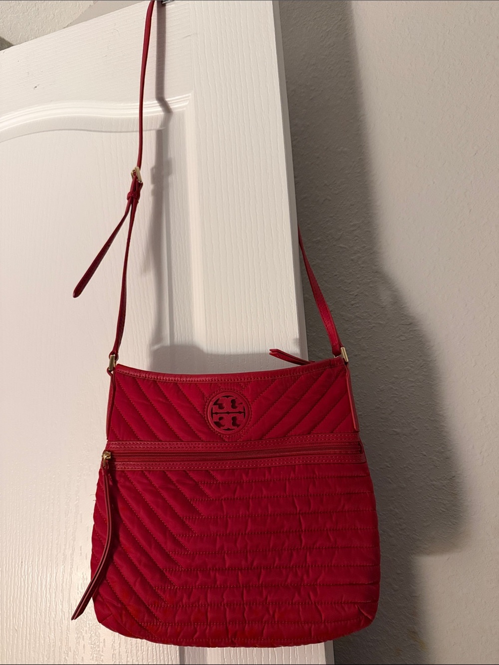 Tory Burch Quilted Red Crossbody Shoulder Bag